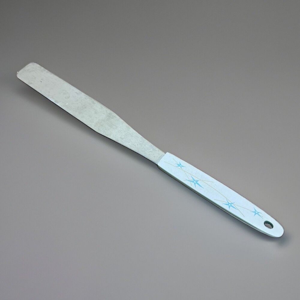 Vintage Atomic Starburst Aqua Blue White Frosting Spreader Spatula Tool
